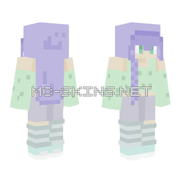 Mint Blueberry Fifty Followers Minecraft skin, front and back