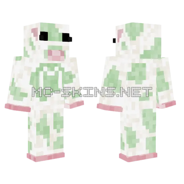 Mint Cow Minecraft skin, front and back