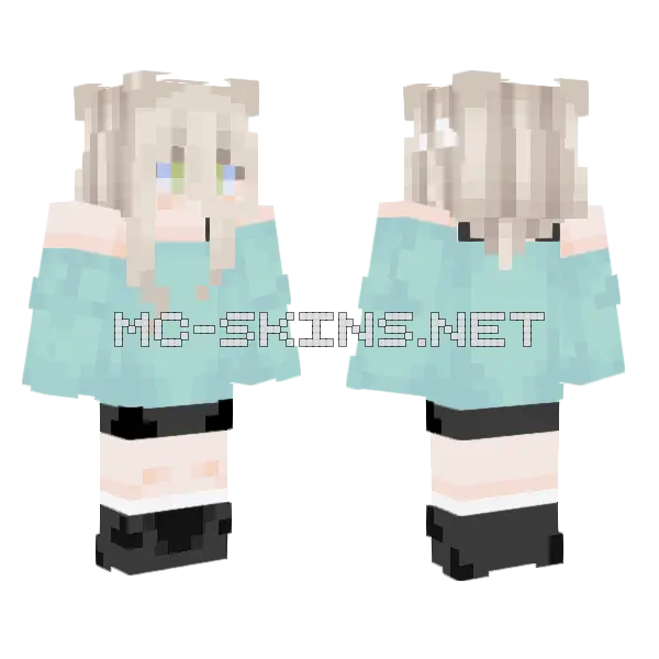 Mint Girl Minecraft skin, front and back