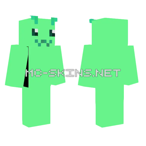 Mint Green Alien Minecraft skin, front and back