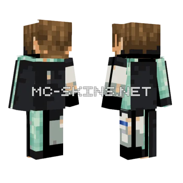Mint Green Hoodie Boy Minecraft skin, front and back