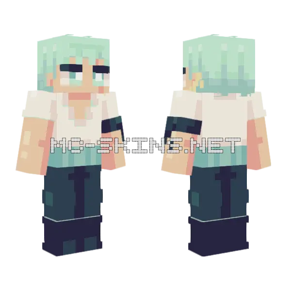 Mint Hair Girl Minecraft skin, front and back