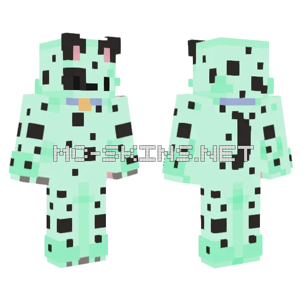 Mint Ice Cream Dog Minecraft skin, front and back