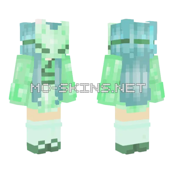 Mint Masked Girl Minecraft skin, front and back