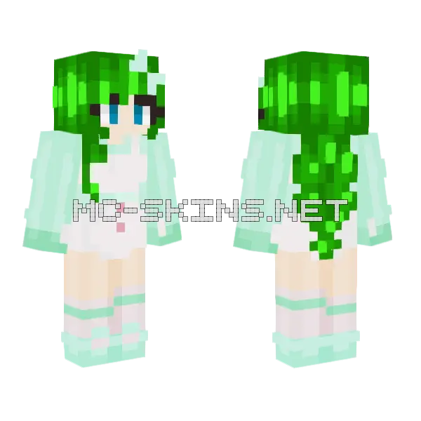 Minty Maid Minecraft skin, front and back