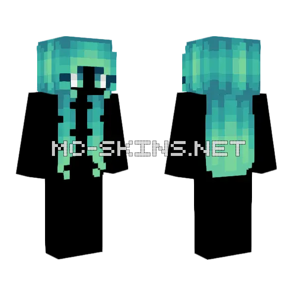 Minty Pastel Blue Fade Green Minecraft skin, front and back