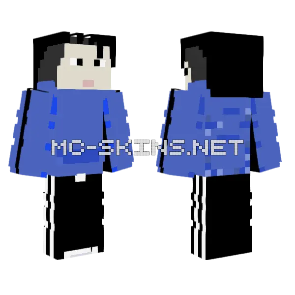 Mirulgenji Blue Outfit Minecraft skin, front and back