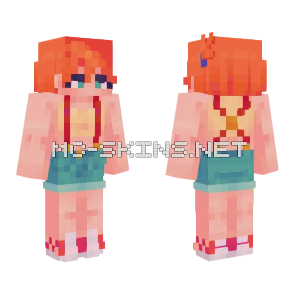 Misty Pokemon 64x Minecraft skin, front and back