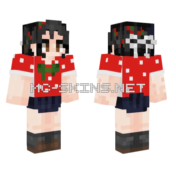 Mitsuha Christmas Minecraft skin, front and back