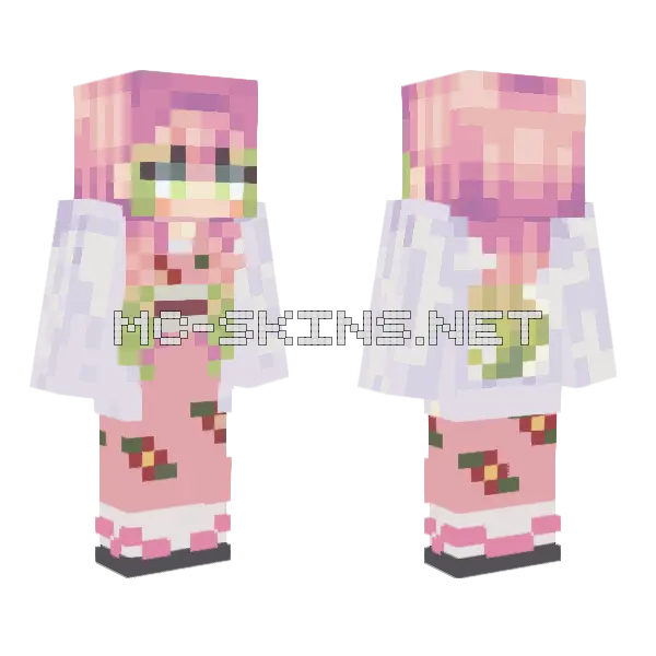 Mitsuri Kanroji Minecraft skin, front and back