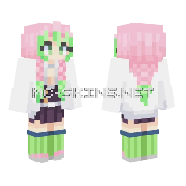 Mitsuri Kanroji Minecraft skin, front and back