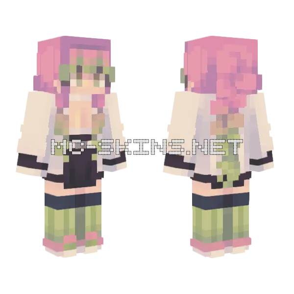 Mitsuri Kanroji Minecraft skin, front and back