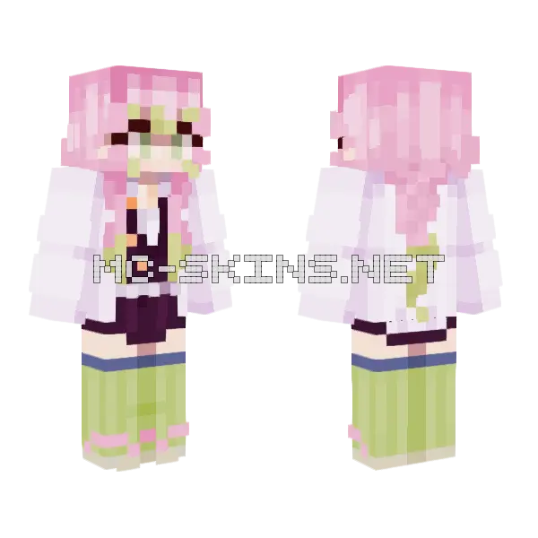 Mitsuri Kanroji Minecraft skin, front and back
