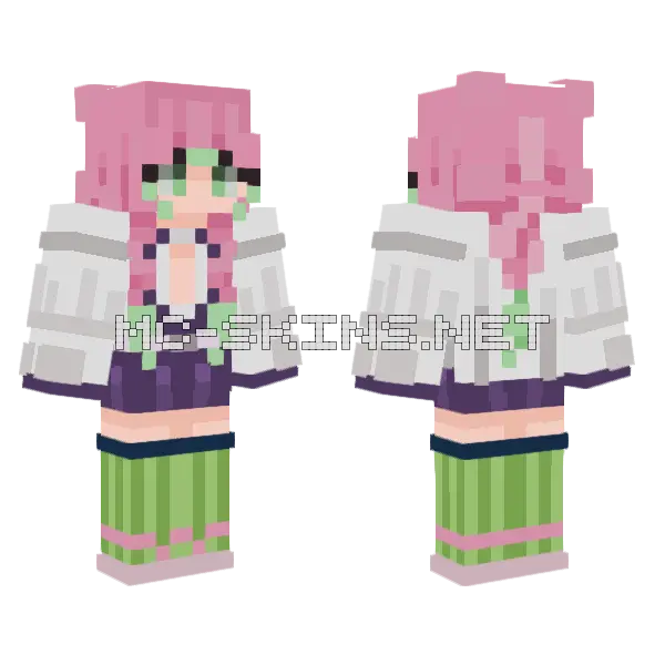 Mitsuri Kanroji Minecraft skin, front and back