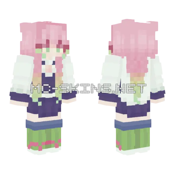 Mitsuri Kanroji Minecraft skin, front and back