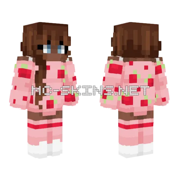 Molly Strawberry Dress Minecraft skin, front and back
