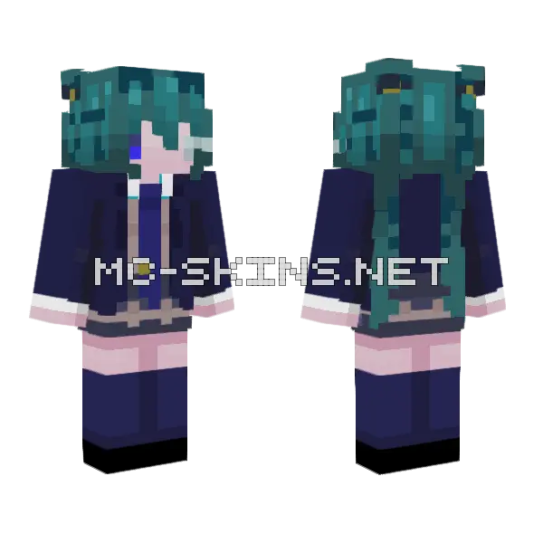 Monitoring Miku Minecraft skin, front and back
