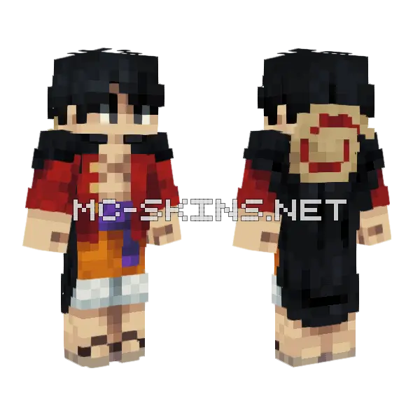 Monkey D Luffy Minecraft skin, front and back