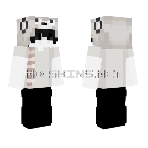 Monochrome Cat Face Minecraft skin, front and back