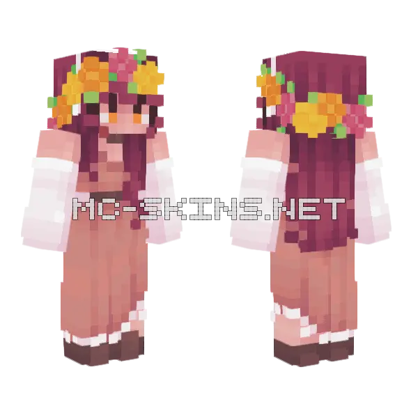 Moony Glitch Flower Crown Minecraft skin, front and back