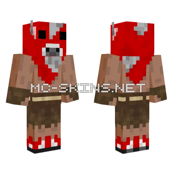 Mooshroom Minotaur Minecraft skin, front and back