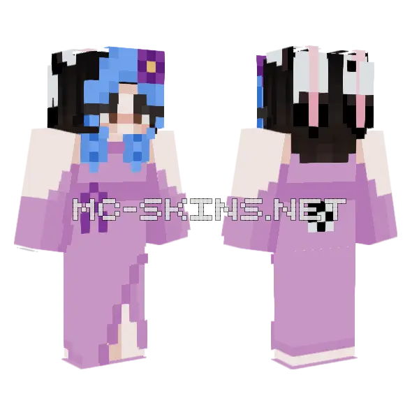 Morado Conejo Vestido Minecraft skin, front and back