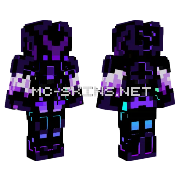 Morado Neon Caballero Minecraft skin, front and back