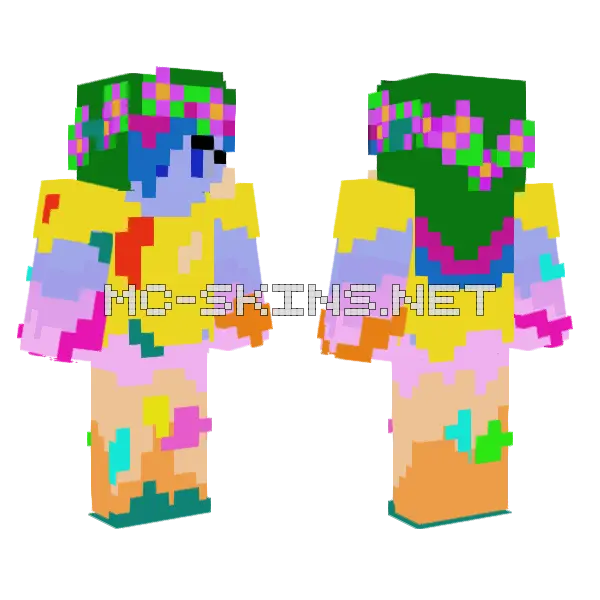 Morphia With Flower Crown Minecraft skin, front and back
