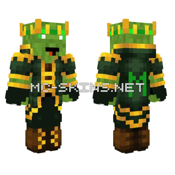 Mossmuncher Green Creature Minecraft skin, front and back