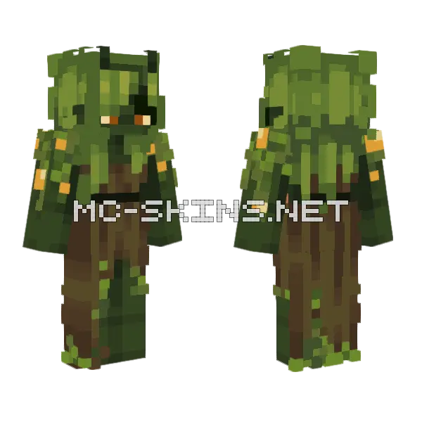 Mossy Girl Revised Dark Minecraft skin, front and back