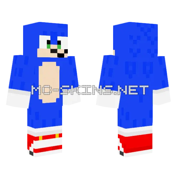 Movie Sonic Minecraft skin, front and back