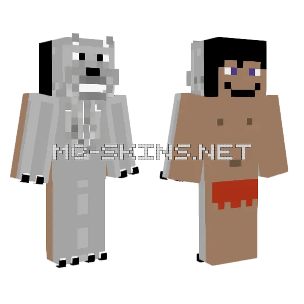 Mowgli and Wolf Pack Minecraft skin, front and back