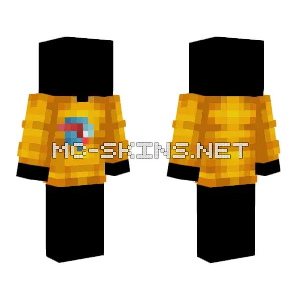 Mr Beast Orange Sweater Minecraft skin, front and back