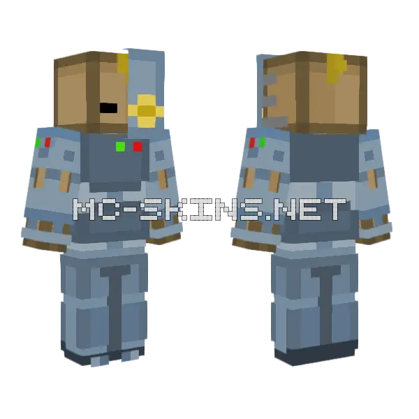 Mr Box Cyborg Minecraft skin, front and back