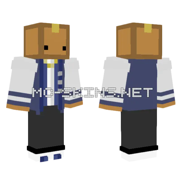 Mr Box Varsity Jacket Minecraft skin, front and back