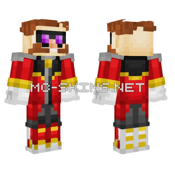 Mr Dr Eggman Sonic Prime Minecraft skin, front and back