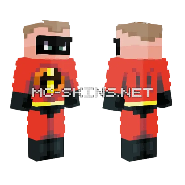 Mr Incredible CE Minecraft skin, front and back