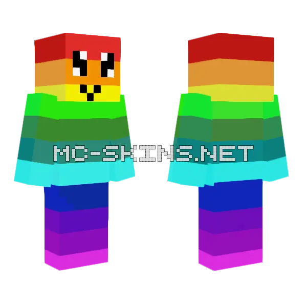 Mr Rainbow Minecraft skin, front and back