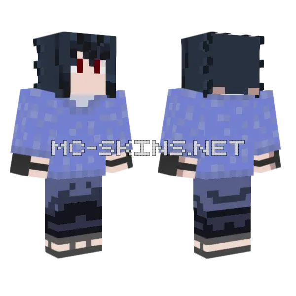 Muscular Sweater Sasuke Minecraft skin, front and back