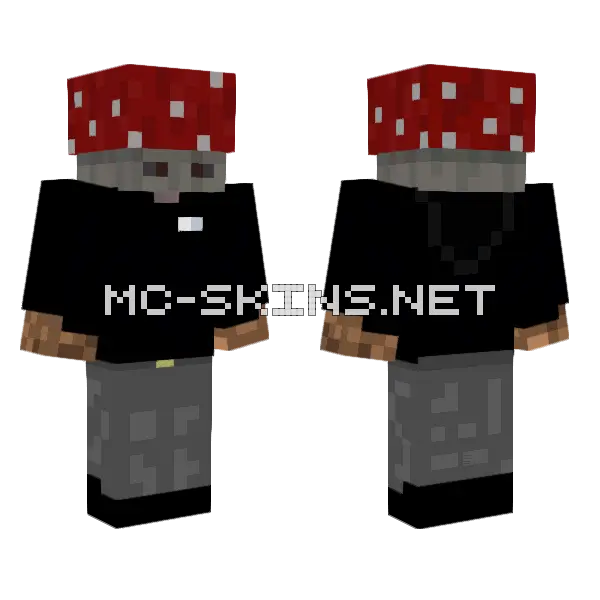 Mushroom Man Minecraft skin, front and back