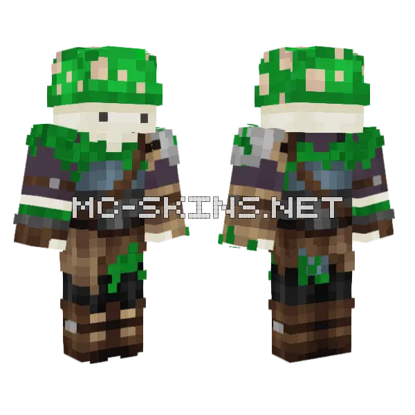 Mushroom Man Minecraft skin, front and back