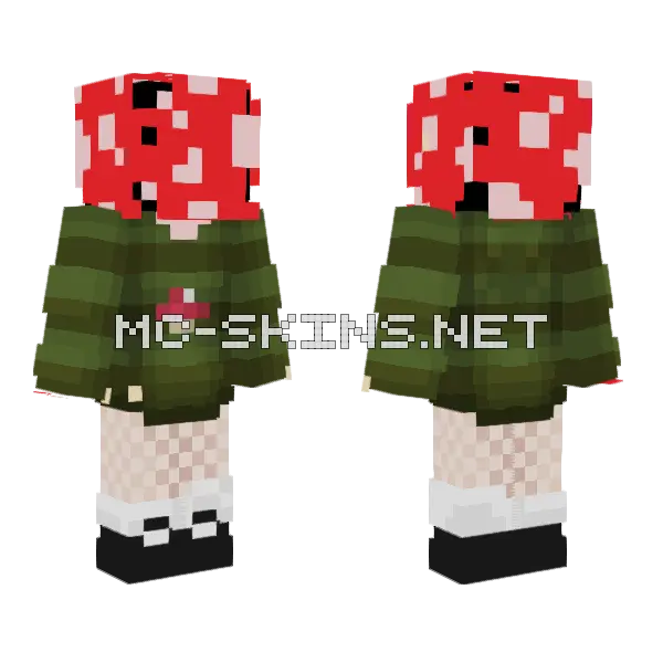 Mushroom Sweater Person Minecraft skin, front and back