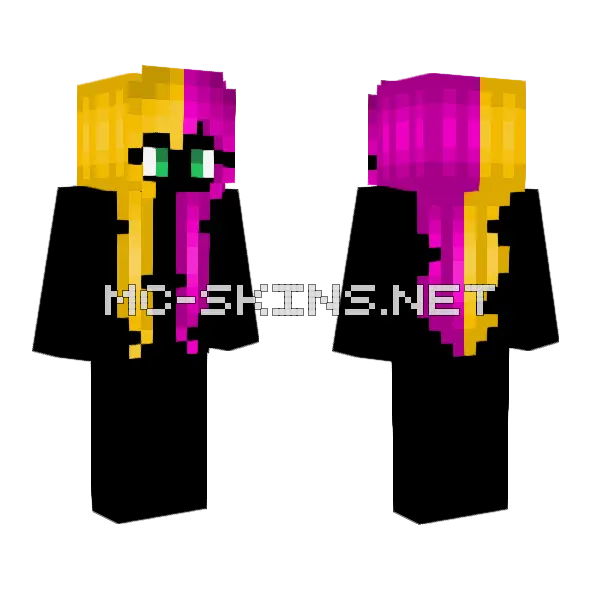Mustard Yellow Tulip Pink Hair Minecraft skin, front and back