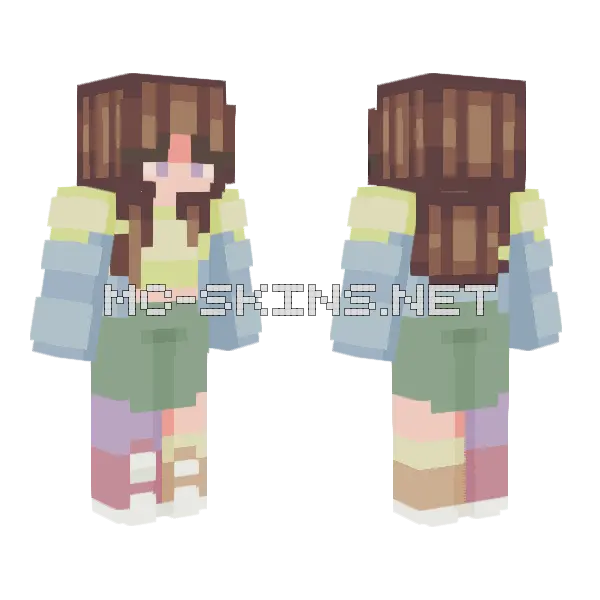 Muted Rainbow RCE Minecraft skin, front and back