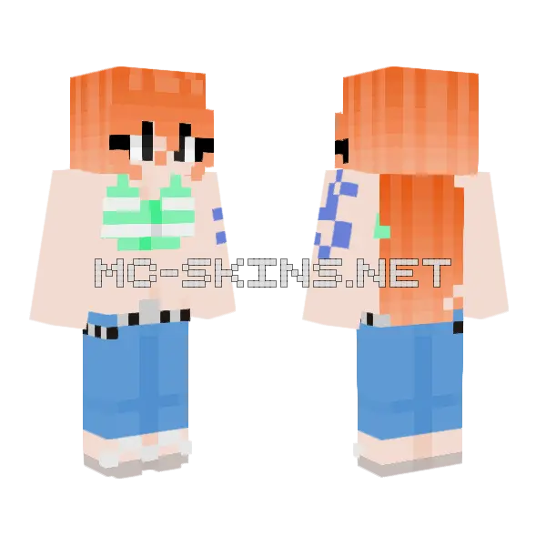 Nami From One Piece Minecraft skin, front and back