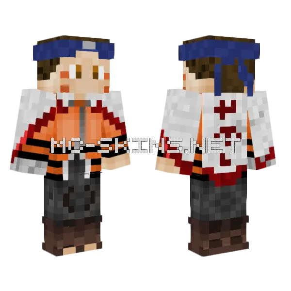 Naruto Brown Hair Minecraft skin, front and back