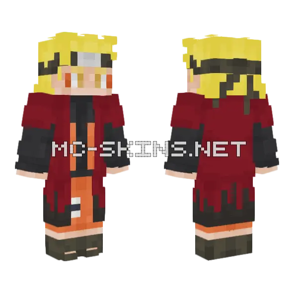 Naruto Sage Mode Minecraft skin, front and back