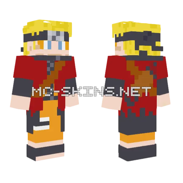 Naruto Shippuden Red Minecraft skin, front and back