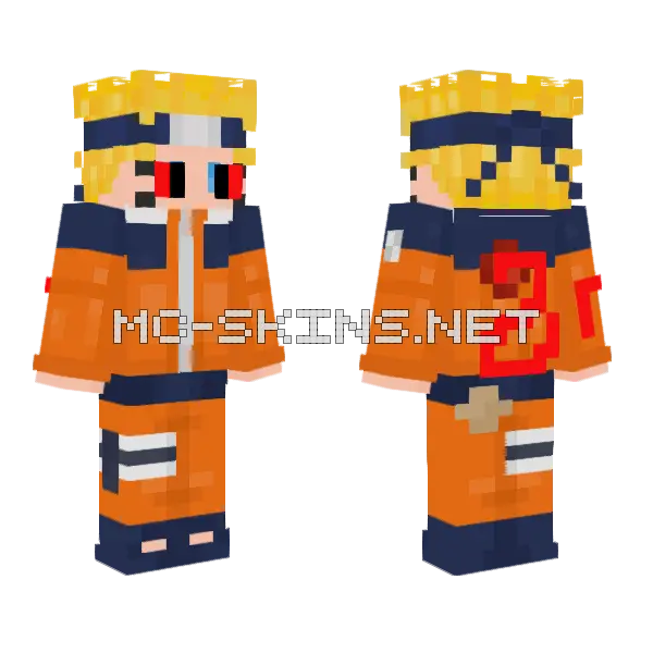 Naruto T2 Minecraft skin, front and back