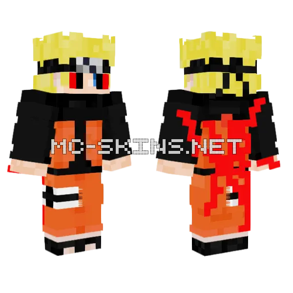 Naruto T9 Minecraft skin, front and back